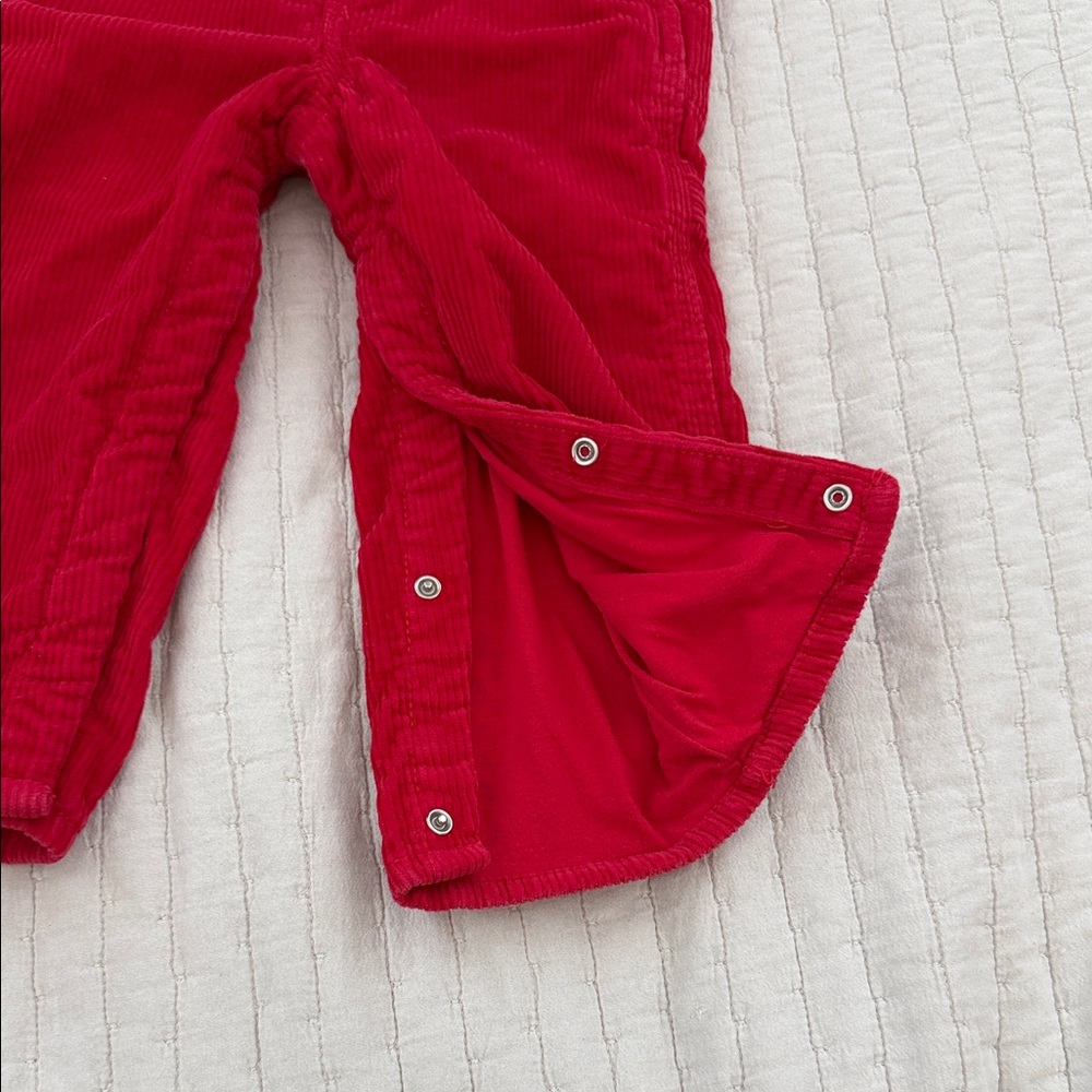 Red Corduroy Kids Overalls - Picture 3 of 5